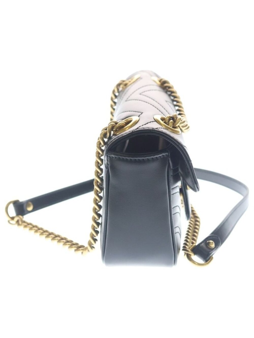 Gucci GG Marmont Chain Mini Shoulder Bag Black Leather Gold - Picture 3 of 6